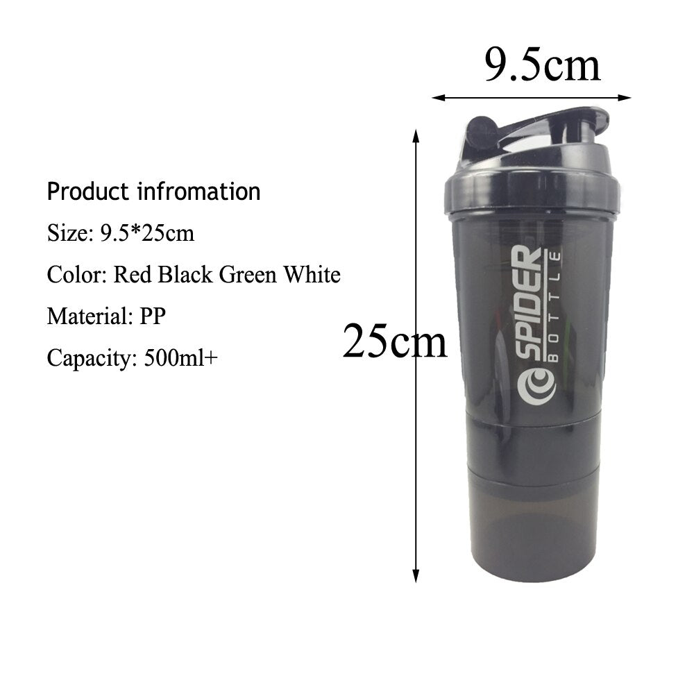 Sports Shaker Bottle Whey Protein Powder Mixing Bottle Sports Nutrition Protein Shaker Fitness Water Bottle With Three-layer