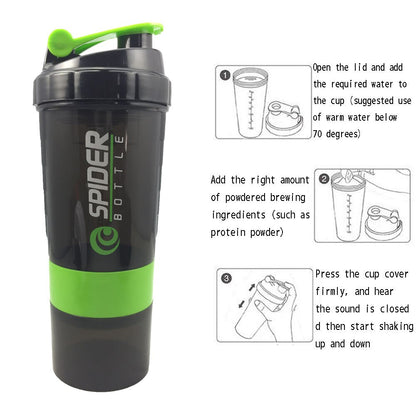 Sports Shaker Bottle Whey Protein Powder Mixing Bottle Sports Nutrition Protein Shaker Fitness Water Bottle With Three-layer